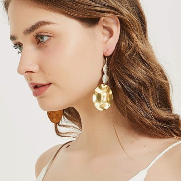 NEW Genuine Pearl Gold Boho Earrings - Picture 1 of 11